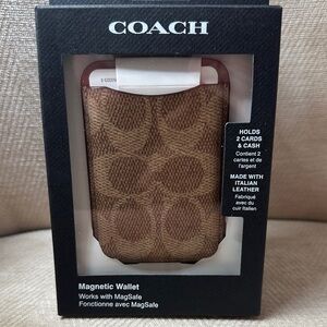 Coach Red and Brown Leather Card Holder Magnetic Wallet